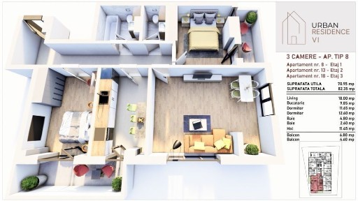 Apartament 3 camere in bloc nou cu lift predare in noiembrie