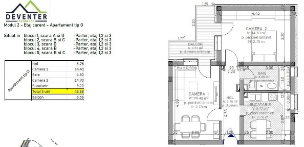 Bloc Lift, 2 cam, LA CHEIE,incalz pardoseala, LIFT, geam baie