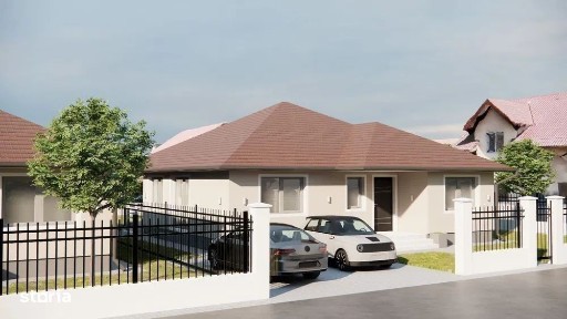 Casa 4 cam.2 băi,1 pivniță 1 dressing,500mp.teren,gard,pavaj