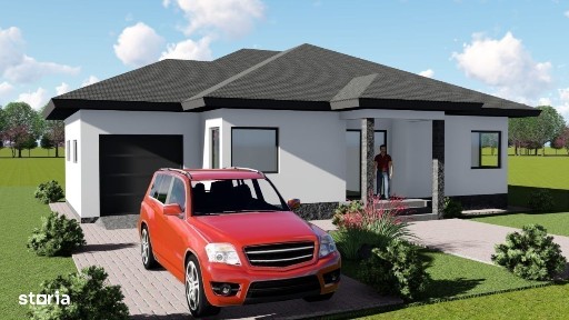 Casa pe un singur, nivel 150 mp, teren 520 mp, in Corunca