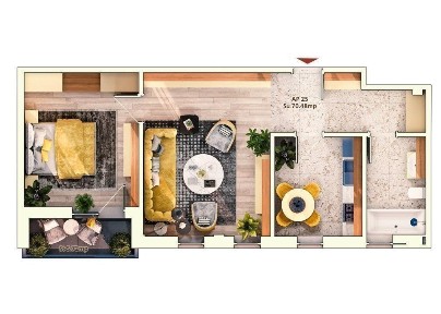 Apartament 2 camere semidecomandate, 52 mp, 9.30mp balcon, parcare sub