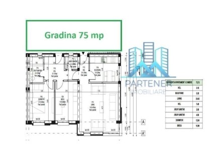 INTABULAT!GRADINA 75mp!Apart.3 camere,74 mp,Pacurari-Rediu,Comision 0!