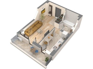 Apartament 1 camera, 43.99 mp, etaj intermediar, zona Nicolina
