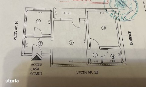 Apartament 2 camere semidecomandat etaj 2