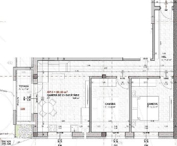 Apartament modern, semifinisat, cu 3 camere, 60 mp, etaj intermediar