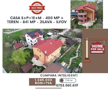 Casa S+P+1E+M - 400 mp + Teren - 841 mp - Jilava - Ilfov