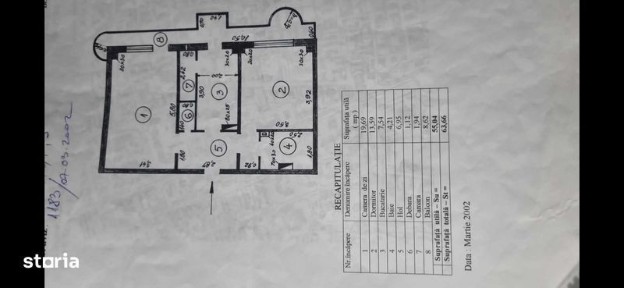 Galati, apartament 2 camere decomandat/1993, 54.5 mp, balcon 8.6 mp.