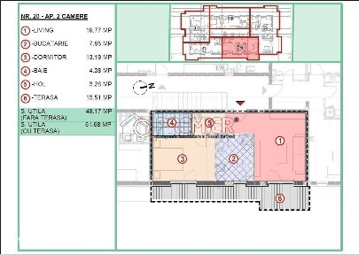 Popesti Leordeni - 2 camere cu 46mp terasa