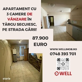 Apartament cu 3 camere de vânzare în Târgu Secuiesc, pe strada Gării!