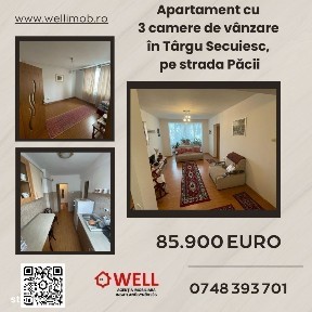 Apartament cu 3 camere de vânzare în Târgu Secuiesc, pe strada Păcii!