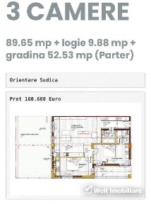 Apartament 3 camere + terasa/gradina, Floresti