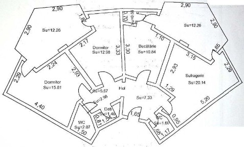 Apartament 3 camere / 100mp - Hexagoane P3, Braila