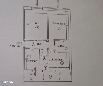 Apartament 3 camere, Str Codrii Cosminului, 2 bai, balcon, loc parcare