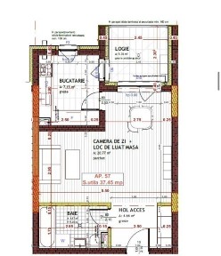 Apartament de 1 camera, 37.45 mp, Semifinisat, Zona Tineretului