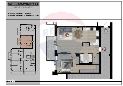 De vânzare Apartament cu 2 camere 66 mp utili zona Dacia et. 1