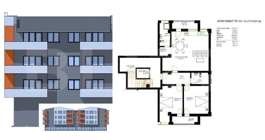 Apartament 3 camere, 93,44 mp, zona Ford