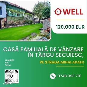 Casă familială de vânzare în Târgu Secuiesc, pe strada Mihai Apafi!