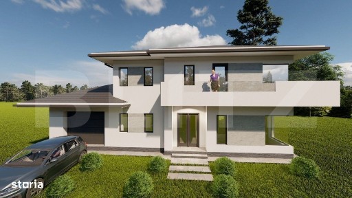Casa individuala cu garaj, teren 500 mp, la intrare in chinteni