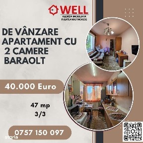De vânzare apartament cu 2 camere în Baraolt