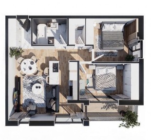 P.F vand Apartament 3 camere, doua bai, orientare Sud, Baciu