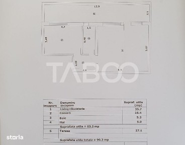 Apartament 2 camere de vanzare 63mp + terasa 27 mp constructie noua
