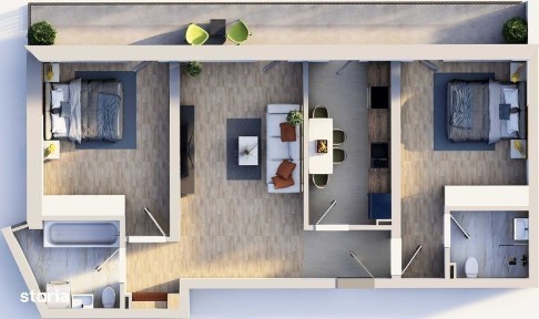 Ap dec 2 cam-2 bai,76 m.p,incalzire pardoseala, tripan,Sos Giurgiului