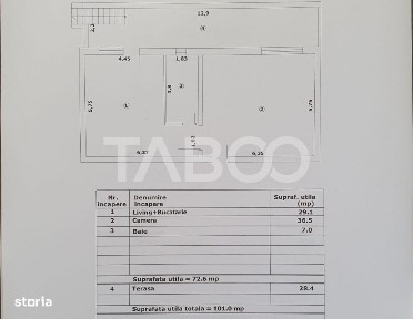 Apartament 2 camere decomandat 73 mp utili + terasa 28 mp nou 2025