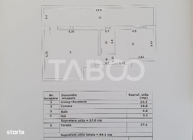 Apartament 2 camere decomandat 47 mp utili + terasa 27 mp nou 2025