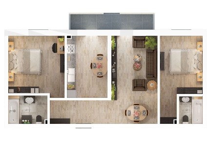 Cauți un apartament spațios, cu 2 băi și bucătărie separată?