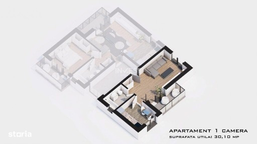 Lac Rediu apartament 1 camera cu parcare inclusă