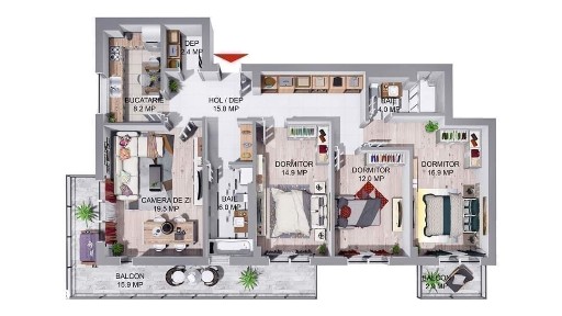 Apartamente cu 3 camere, spre vanzare, in complex rezidential nou,in T