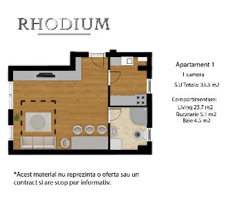 Apartament cu 1 cameră strada Cetății, de la dezvoltator - TVA inclus