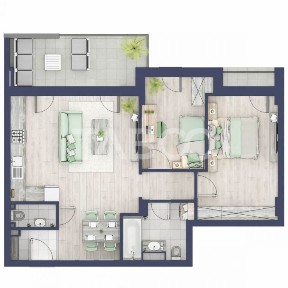 Apartament cu orientare SV 70 mpu 3 camere 2 bai bloc cu lift Turnisor