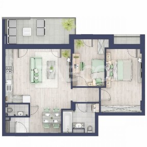 Apartament cu orientare SV 70 mpu 3 camere 2 bai bloc cu lift Turnisor
