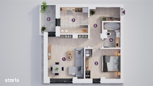 Ap decomandat 2 camere, 53mpu + balcon si parcare, bloc nou, zona buna