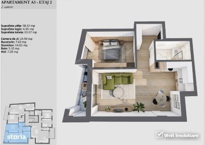 Apartament de 2 camere, destinatie BIROU, imobil nou de lux, zona cent