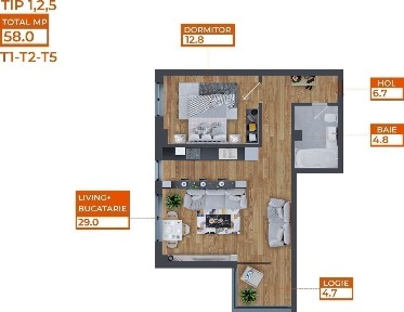 Finalizat - Ap. 2 Camere - Comat Towers, TIP 5 TOP, 58mp, Păcurari