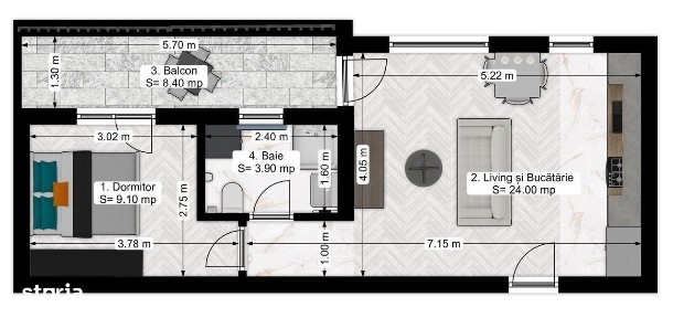 N.Grigorescu apart. 2 camere decomandat 57 mp MUTARE RAPIDA