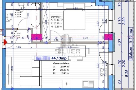 Apartament cu 2 camere/44 mp/imobil NZEB.