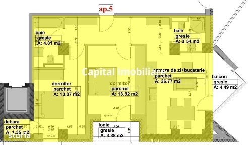 Apartament de vanzare, 3 camere, 86.02mpc, etaj 1, comision 0%