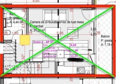 Penthouse pe 2 niveluri, semifinisat, 59 mp, Zona Soporului