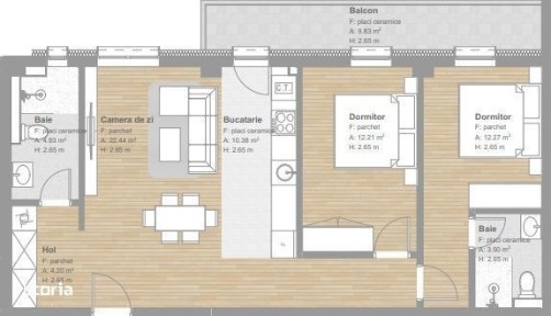 Apartamente finisate 3 camere, Floresti