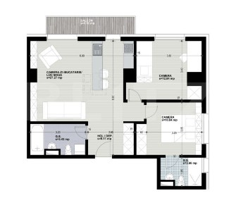 Apartament cu 3 camere, 2 bai, 65 mp, bloc nou, zona Iulius Mall
