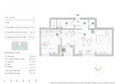 Apartament cu 2 camere, 62 mp utili, situat in zona strazii Oasului!