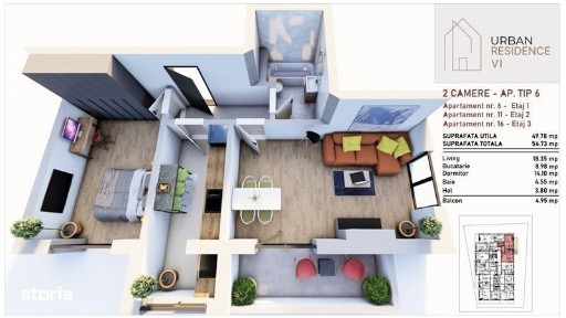 Apartament 2 camere Bloc Nou cu Lift Urban Residence 5 Str. 9 Mai