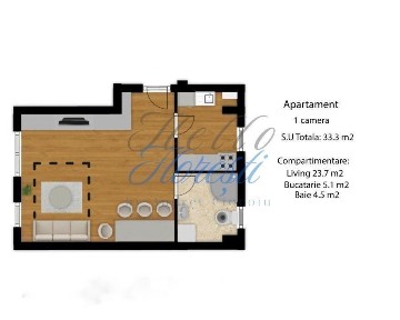 Apartament 1 camera, 34 mp, decomandat, Zona Eroilor