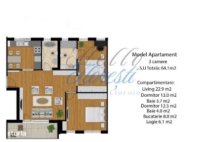 Apartament 3 camere, 64 mp, decomandat, Zona Eroilor