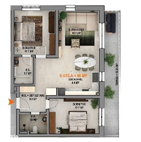 Apartament cu 3 camere, finisat, parcare exterioara, Magnolia Sibiu