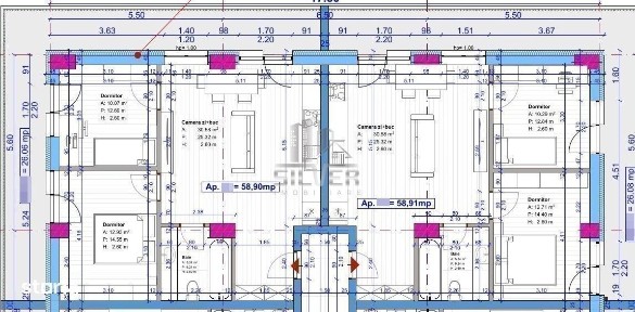Apartament cu 3 camere/59mp/TERASA 36MP/CF/imobil nZEB/TVA INCLUS.