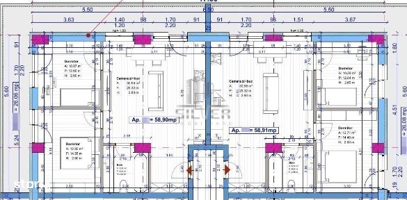 Apartament cu 3 camere/59 mp/Terasa 26mp/CF/imobil NZEB/TVA INCLUS.